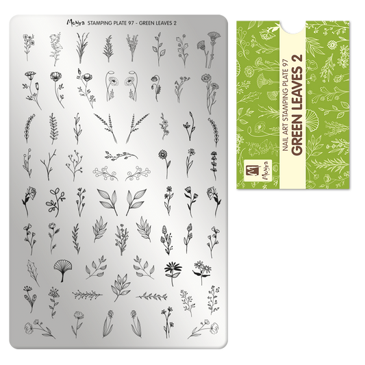 **Stamping Plate 97 Green Leaves 2 & optional try on plate sheet